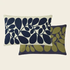 Sycamore Stripe Cushion Blue / Olive -Orla Kiely SycamoreStripeBlue OliveFace Reverse