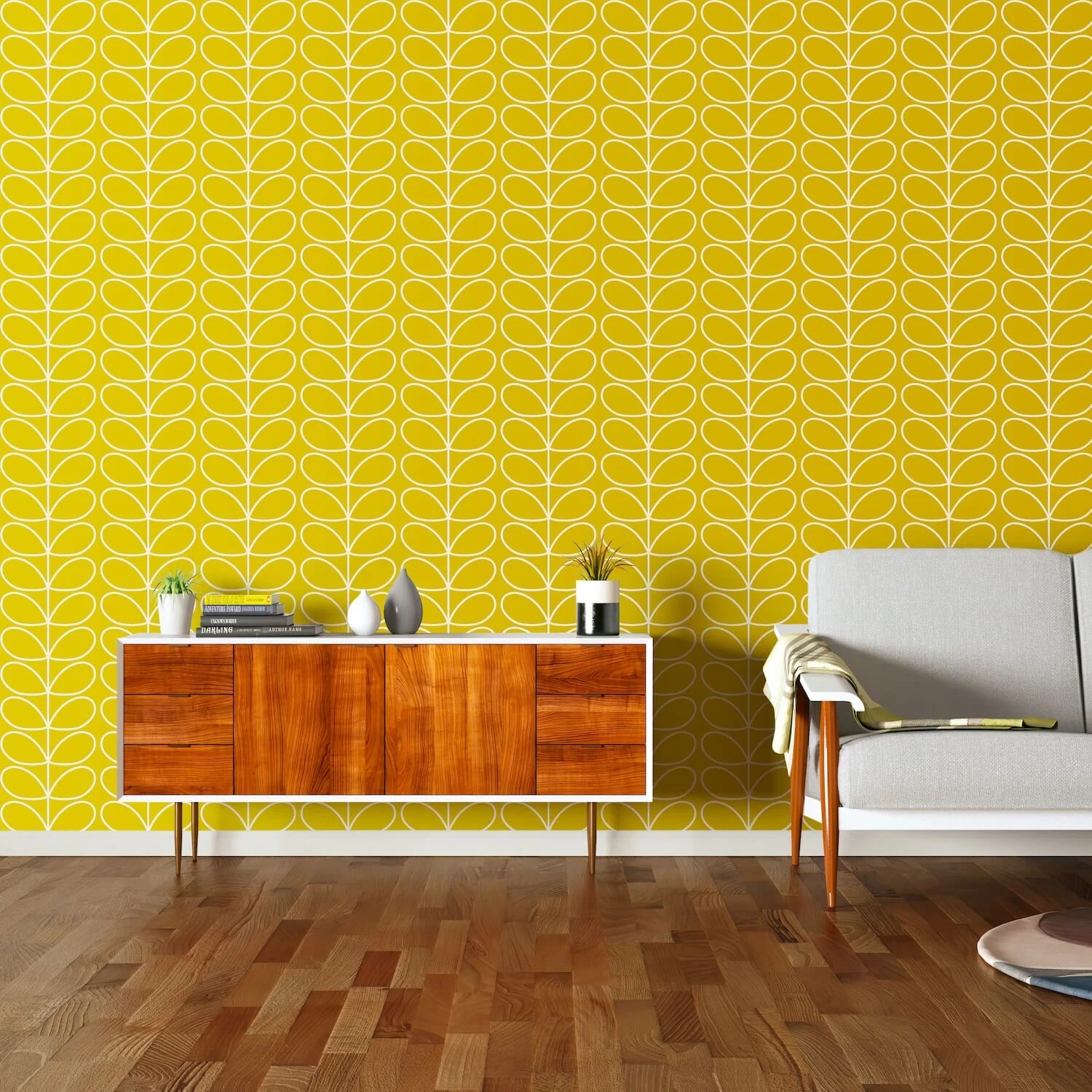 Linear Stem Sunflower Wallpaper - 52cm X 10m 3 Linear Stem Sunflower Wallpaper - 52cm X 10m