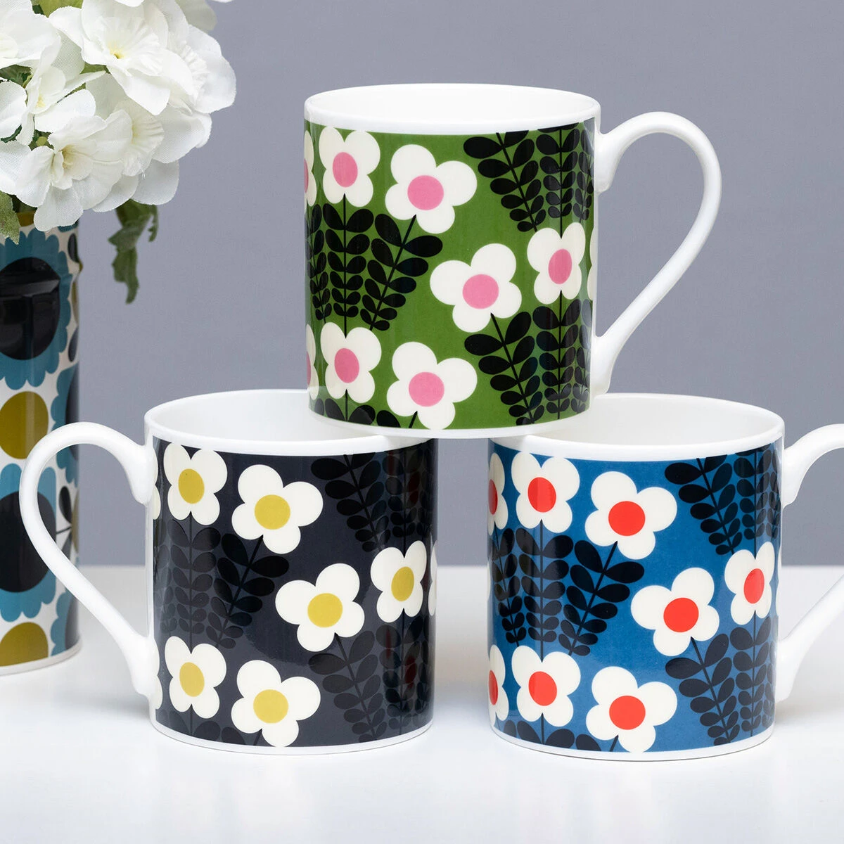 Orla Kiely Blue Bunch Of Stems Large Mug 6 Orla Kiely Blue Bunch Of Stems Large Mug - Image 4