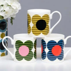Orla Kiely Blue Striped Flower Standard Mug 10 Orla Kiely Blue Striped Flower Standard Mug -Orla Kiely mclaggan orla kiely stripe flower standard mugs range lifestyle 1