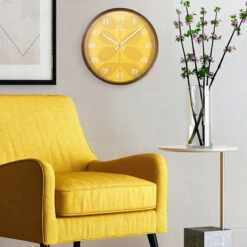 Orla Kiely Mustard Wall Clock -Orla Kiely orla kiely ok wclock07 mustard wall clock lifestyle 1